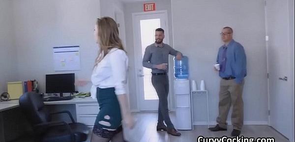  Competition for busty bosses pussy at the office